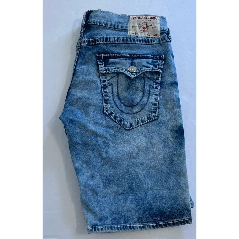 Men's Blue Washed Denim Shorts
